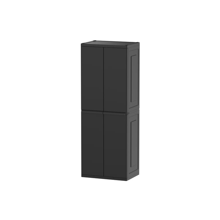 Hyper Tough Plastic 4-Shelf Garage Storage Utility Cabinet, Black