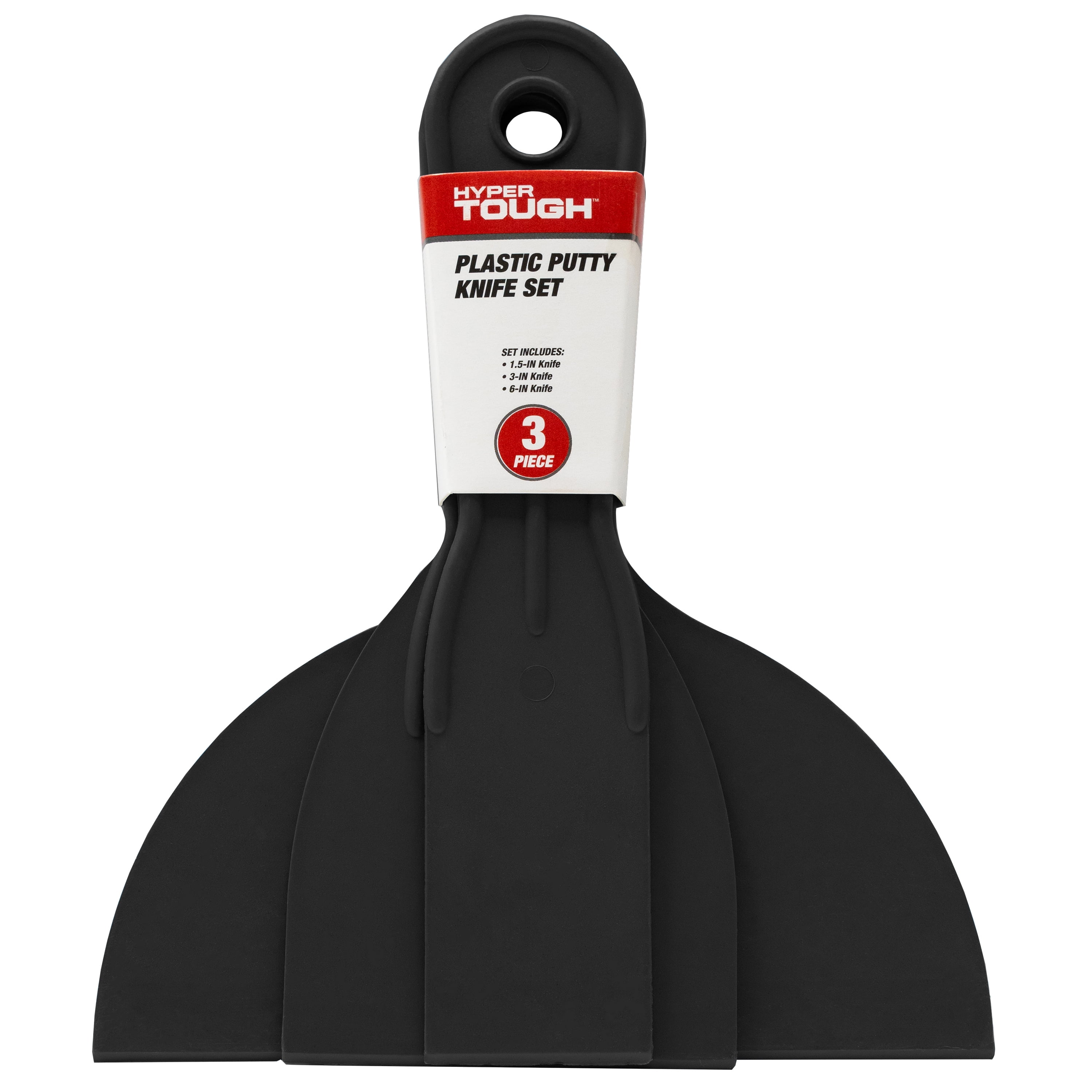Hyper Tough Plastic Putty Knife Set, 3 Piece (1.5", 3" and 6