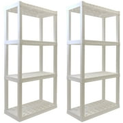 Hyper Tough Plastic Storage Shelves, 4-Tier, 56 in H x 30 in W x 14 in D, 2-Pack, White, 400 lbs Total Capacity