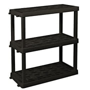 Hyper Tough Plastic Storage Shelves Garage Shelving Unit 3-Tier Black 450 lb Total Capacity