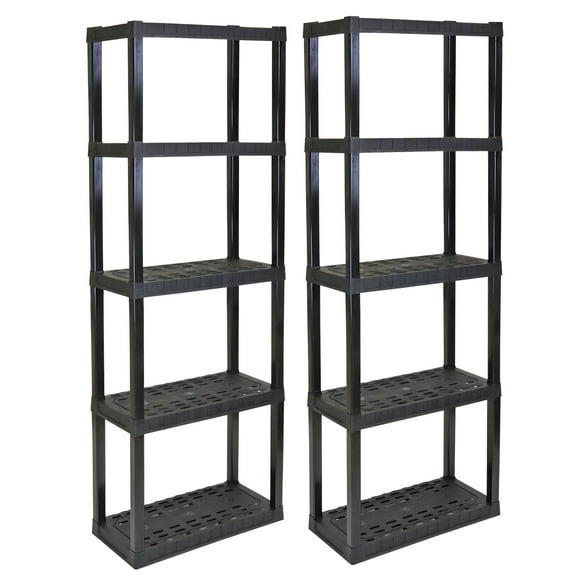 Hyper Tough Garage Shelving Unit Heavy Duty 5-Tier 75"H x 30"W x 14"D 2-Pack, Black 450 lbs Total Capacity