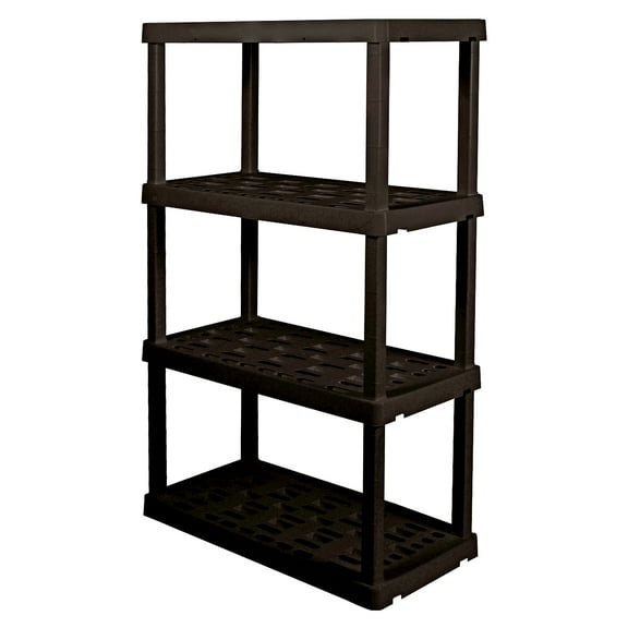 Hyper Tough Plastic Storage Shelves Garage Shelving Unit 4-Tier 36"W x 18"D x 56"H Black 600 lb Capacity