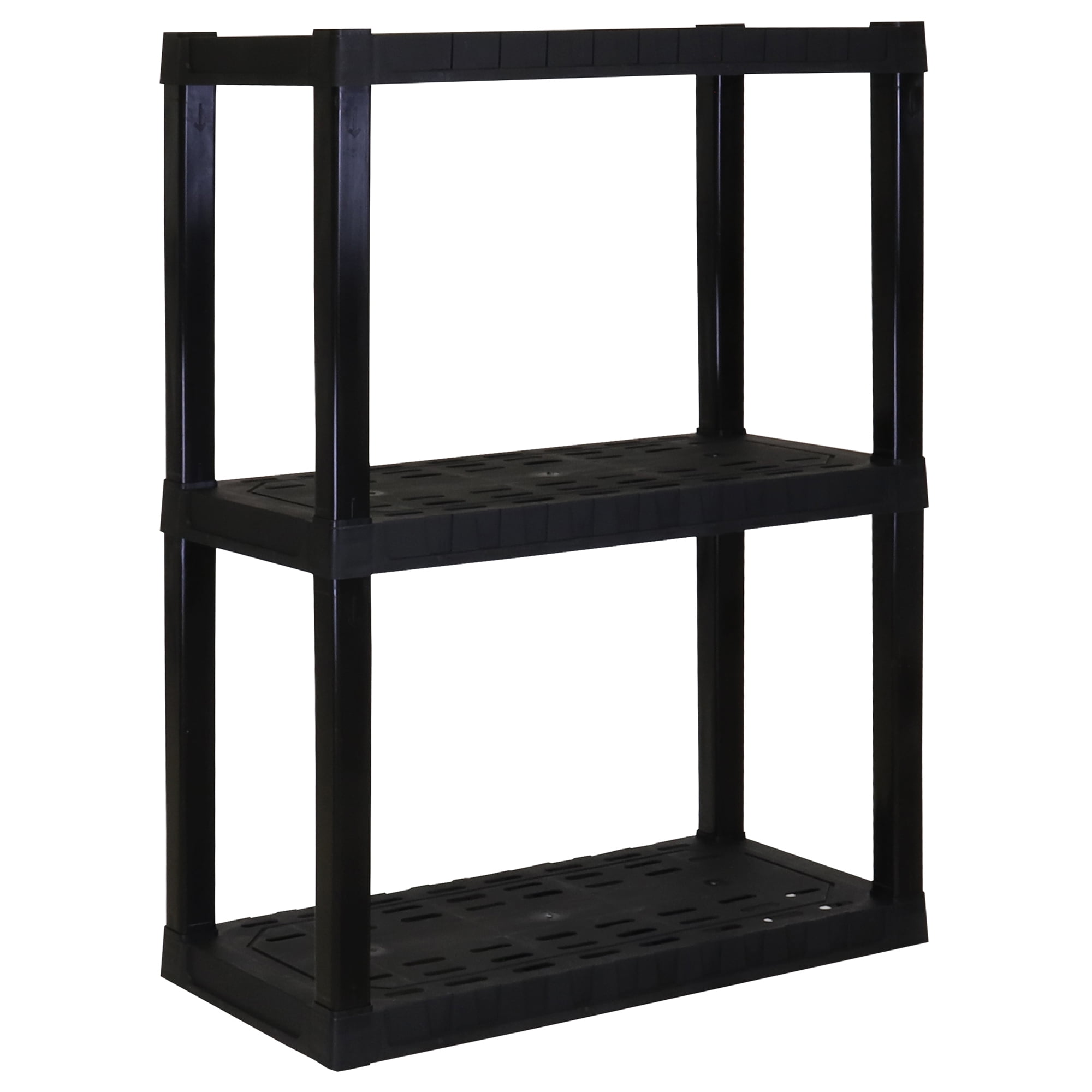 Hyper Tough Plastic Shelves Garage Shelf Heavy Duty Shelving Unit 3-Tier 39"H x 14"D x 30"W Black-300 lbs