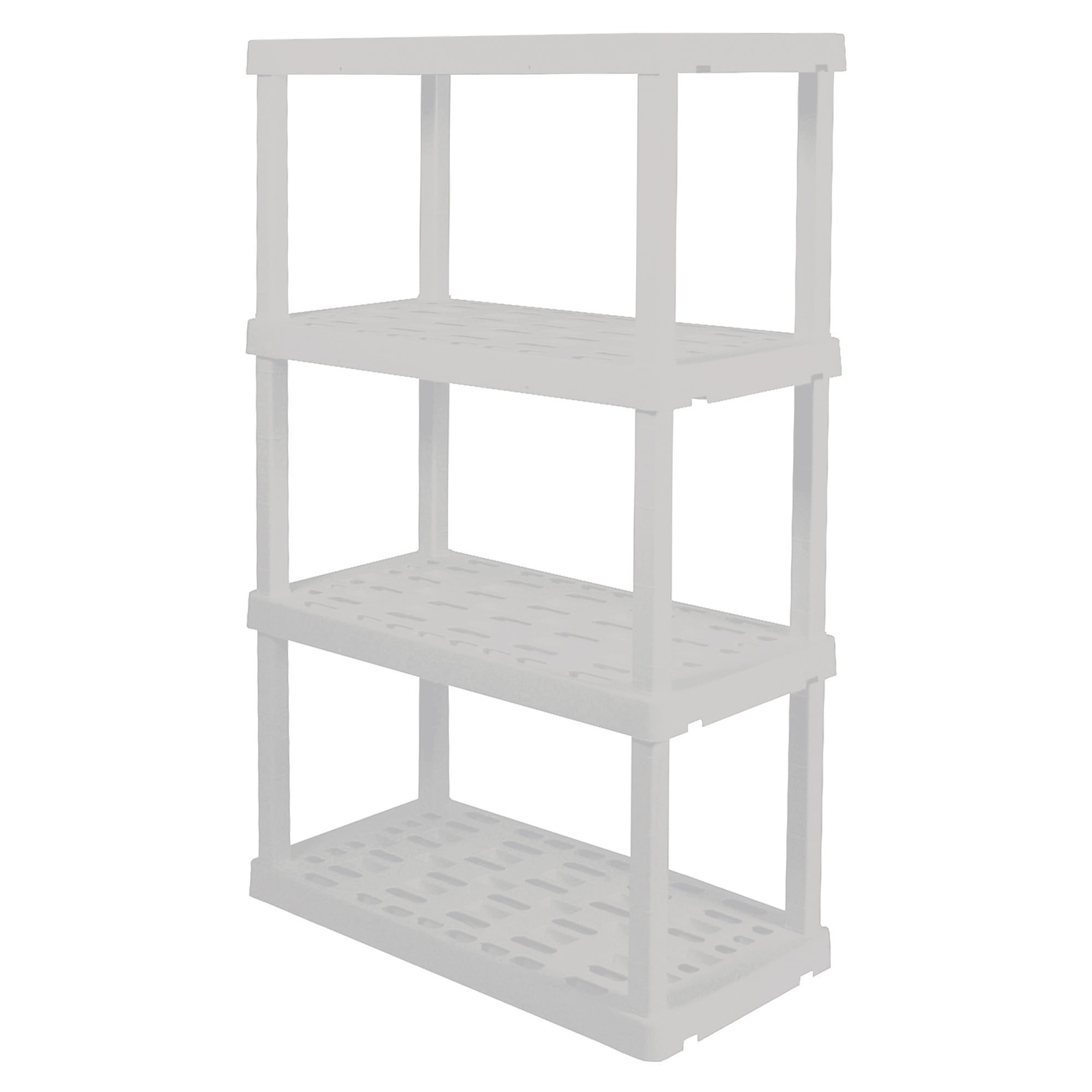 Hyper Tough Plastic Shelves Garage Shelf Heavy Duty Shelving Unit Storage Rack Shelves Interlocking Multipurpose Shelf 4-Tier 56"H x 18"D x 36"W White-600 lbs