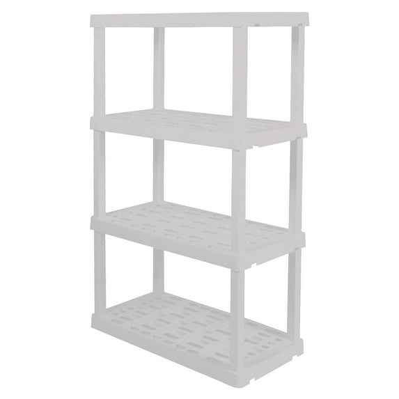 Hyper Tough Plastic Shelving Unit Storage Shelf 4-Tier 56" H x 36" W x 18" D White 600 lb Capacity