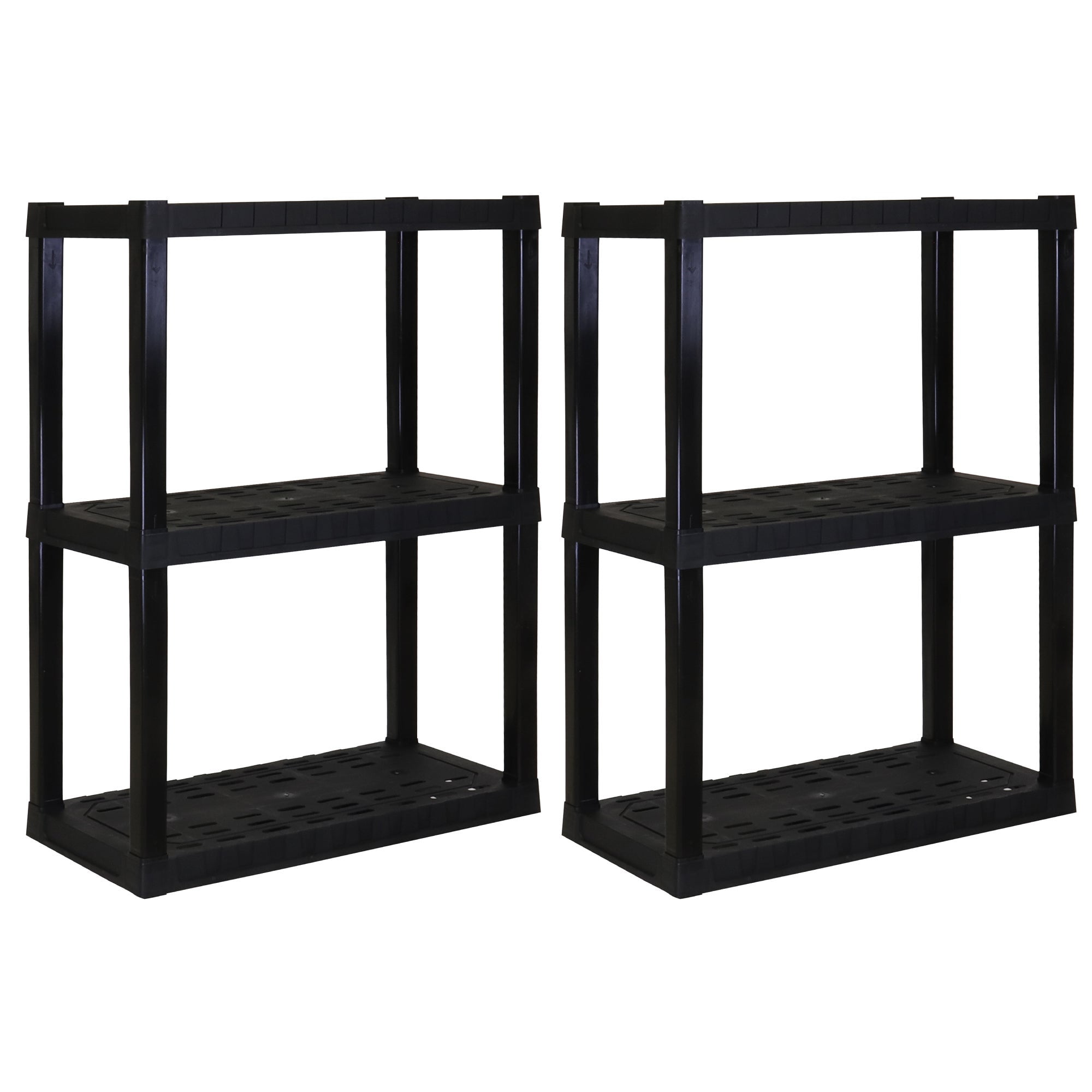 Hyper Tough Plastic Shelves Garage Storage Shelf Home Storage Organizer 3-Tier 39"H x 14"D x 30"W 2-Pack Black-300 LBS Total Capacity