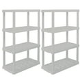 thumbnail image 1 of Hyper Tough Plastic Storage Shelves 4-Tier 56"H x 18"D x 37"W 2-Pack White 600 lbs Total Capacity, 1 of 7