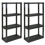 Hyper Tough Garage Shelving Unit Heavy Duty 4-Tier 57H x 14D x 30W 2-Pack Black-400 lb Total Capacity