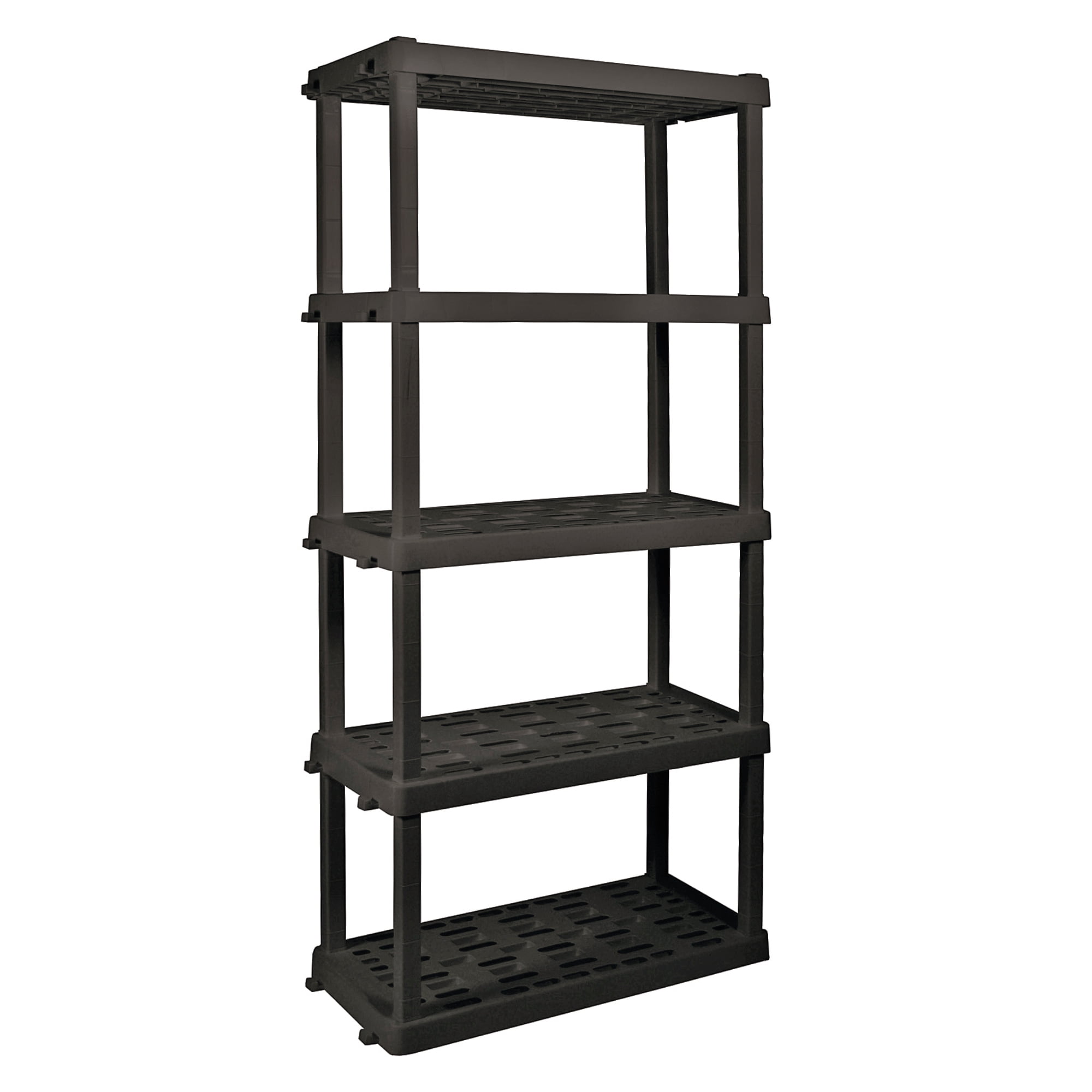 Hyper Tough Plastic Shelves Garage Storage Shelving Unit 5-Tier 73.80"H x 17.75"D x 36"W Black-750 lb Total Capacity