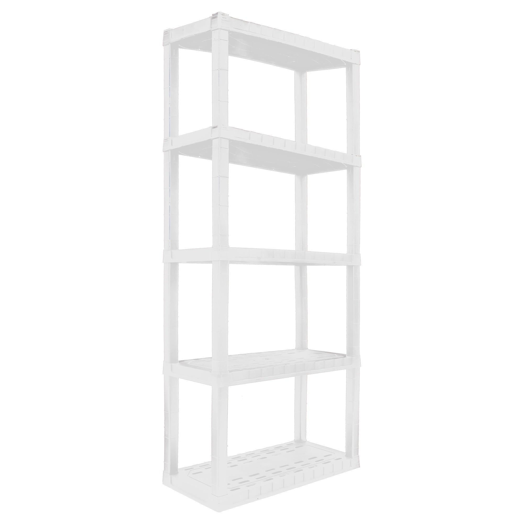 Hyper Tough Plastic Shelves Garage Storage Shelving Unit 5-Tier 75"H x 14"D x 30"W White-500 lbs Total Capacity