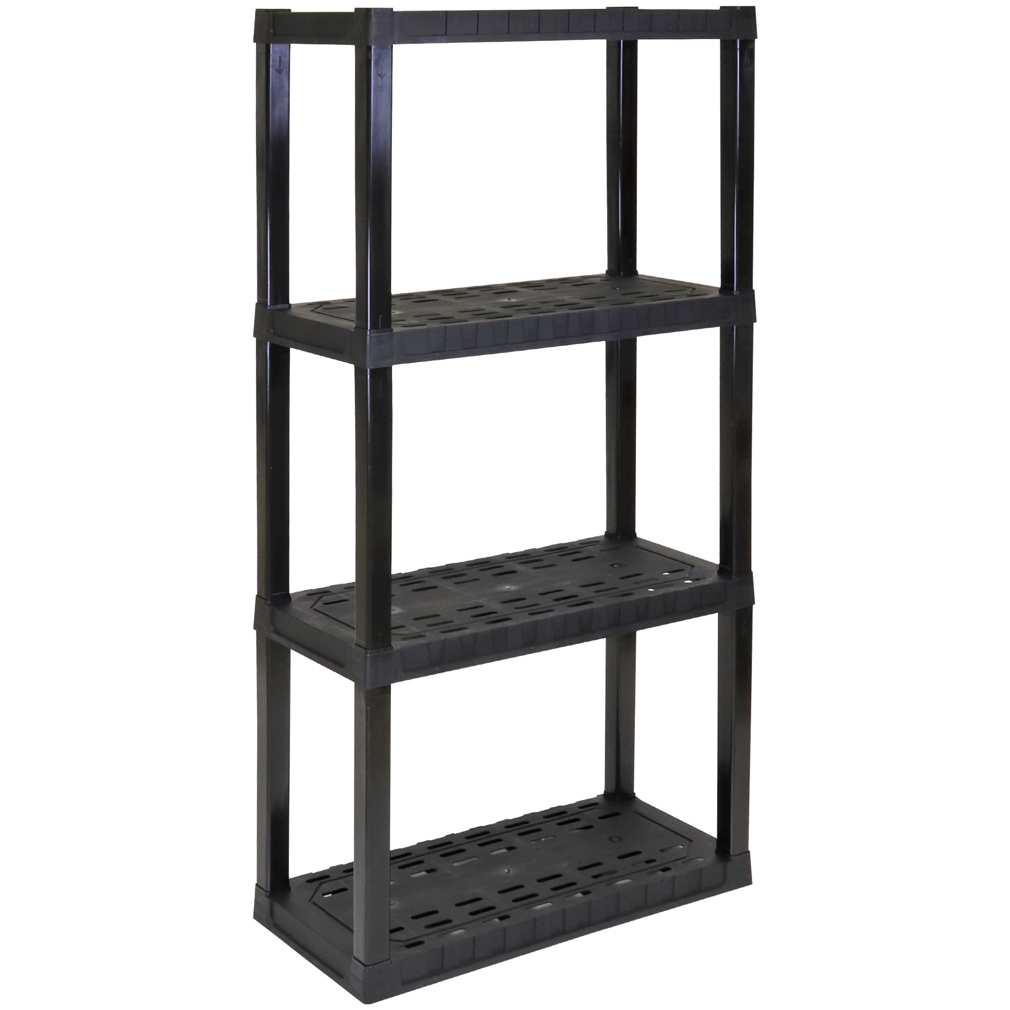 Hyper Tough Plastic Shelves Garage Storage Shelf Heavy Duty Shelving Unit 4-Tier 57"H x 14"D x 30"W Black-400 lbs Total Capacity