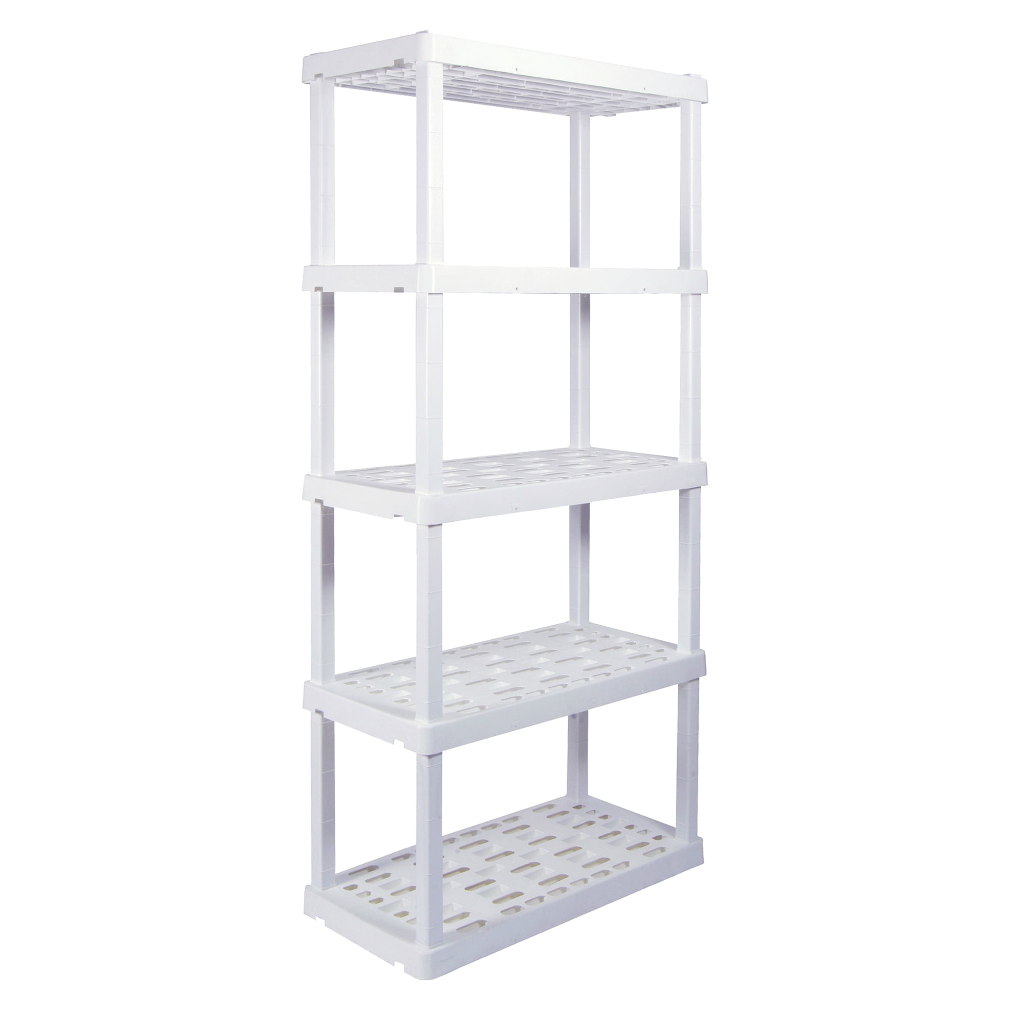 Hyper Tough Plastic Shelves Garage Shelf Heavy Duty Shelving Unit for Home or Office 5-Tier 74"H x 18"D x 36"W White-750 lbs Total Capacity