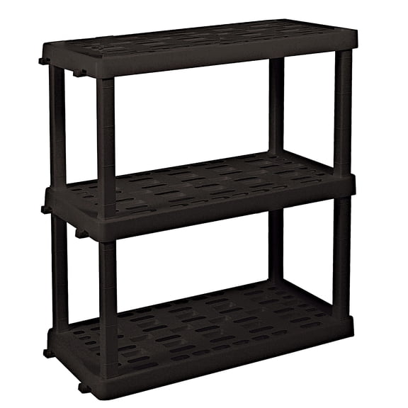 Hyper Tough 3-Tier Black Plastic Storage Shelf Unit, 450 lb Total Capacity