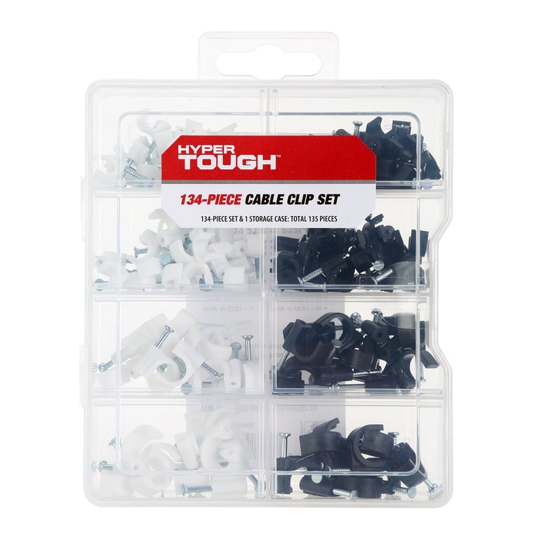 Hyper Tough Cable Clip Set 134 Pieces for Wall and Floor Cord