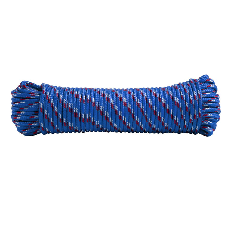 Hyper Tough Polypropylene Diamond Braided Rope, 1/4 Diameter x 100'  Length, Blue