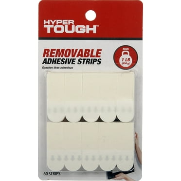 Hyper Tough Removable Adhesive Strips, Holds up to 1lb, 60 Small Strips, Multi-purpose