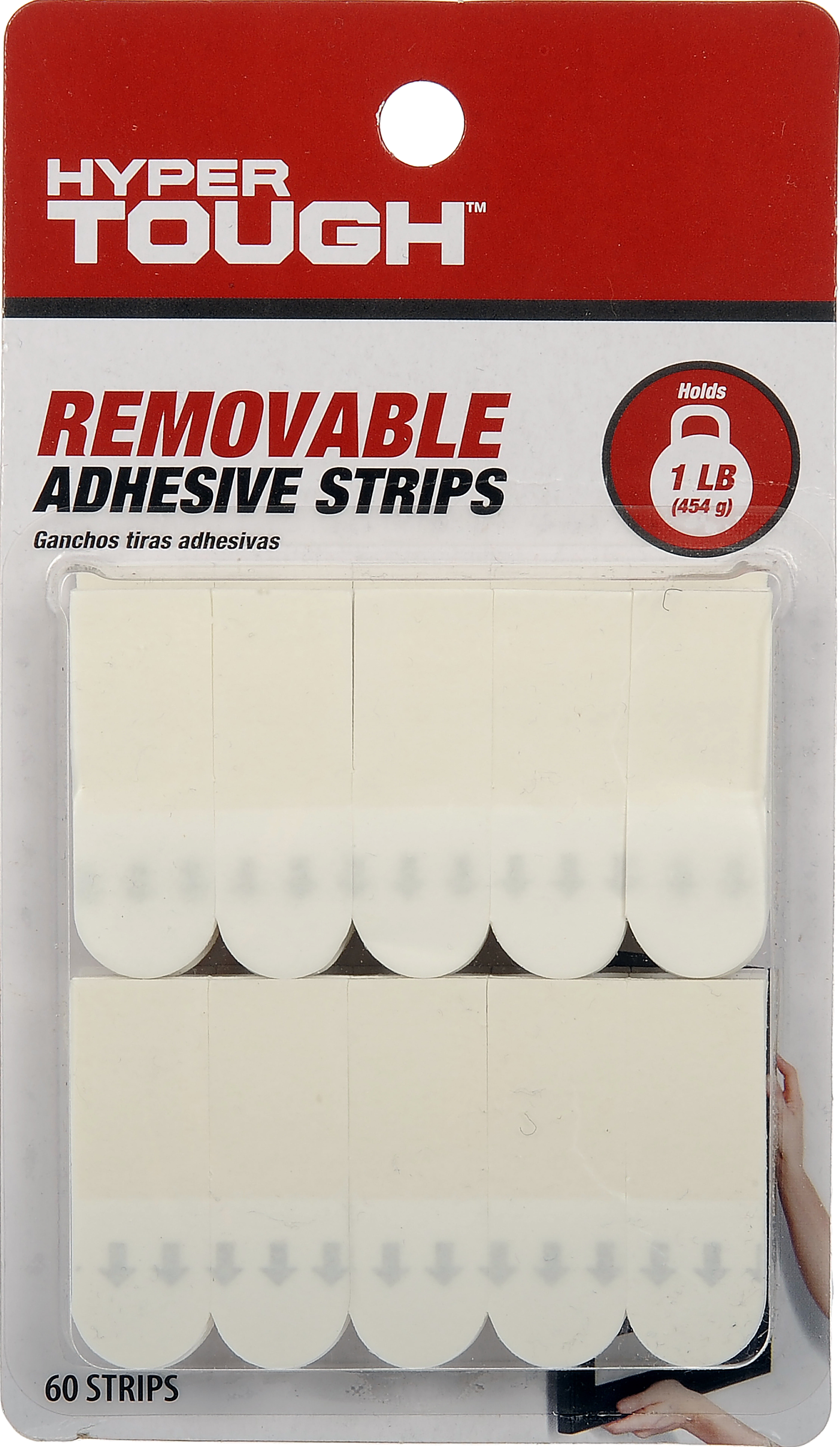 Hyper Tough Removable Adhesive Strips, Holds up to 1lb, 60 Strips
