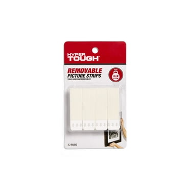 Hyper Tough Large Removable Adhesive Strips, Hanging Strips for Hanging Small Pictures, 5 lbs Capacity, White, 12 Pairs
