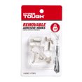 thumbnail image 1 of Hyper Tough Medium Removable Hinged Hooks, Plastic Clear Hooks for Hanging Keys, with 3 Adhesive Strips, 1 lb Capacity, White, 9 Pc, 1 of 7