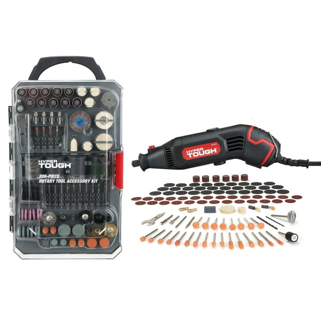 Hyper Tough Rotary Tool & 208Piece Rotary Tool Accessory Kit