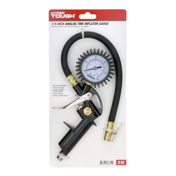 Hyper Tough ST8T068 Analog Tire Inflator Gauge, All-in-One Inflator, 150 Psi