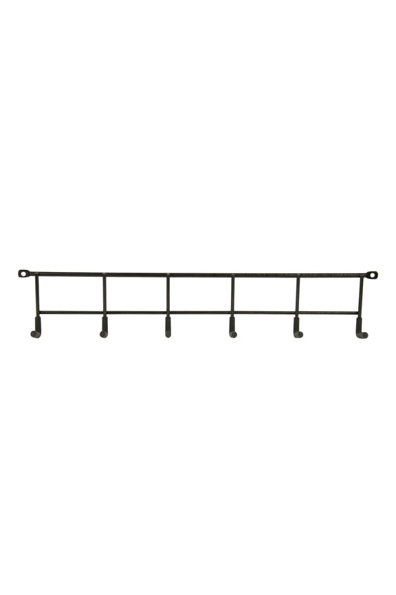 Screw Mounted Steel Multi-Hook Rack, Black Finish, 2.5 in x 5.72 in x 17 in