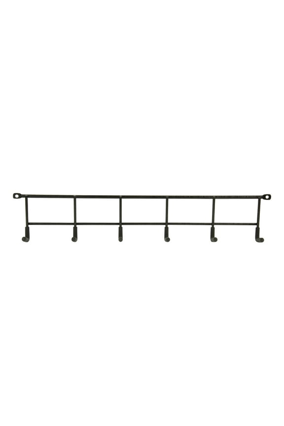 Screw Mounted Steel Multi-Hook Rack, Black Powder Coated Finish