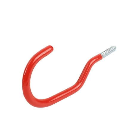 Hyper Tough Screw-in Vinyl Coated Bicycle Hook, Red