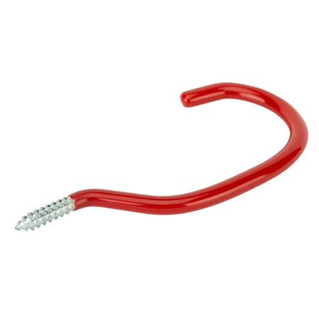 Hyper Tough Screw-in Vinyl Coated Bicycle Hook, Red