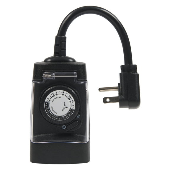 Hyper Tough All-Weather Outdoor Timer with 1 Grounded Outlet, 3-Prong Outlet, 6 inch Cord, 15 Amps