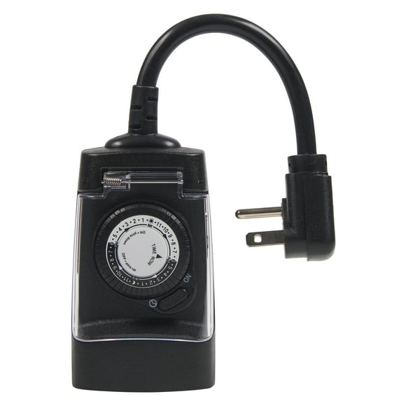 Hyper Tough All-Weather Outdoor Timer with 1 Grounded Outlet, 3-Prong Outlet, 6 inch Cord, 15 Amps