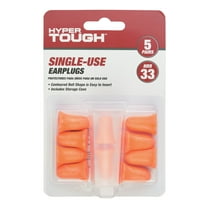 Hyper Tough Single-Use Foam Earplugs - 5 pair pack with Case