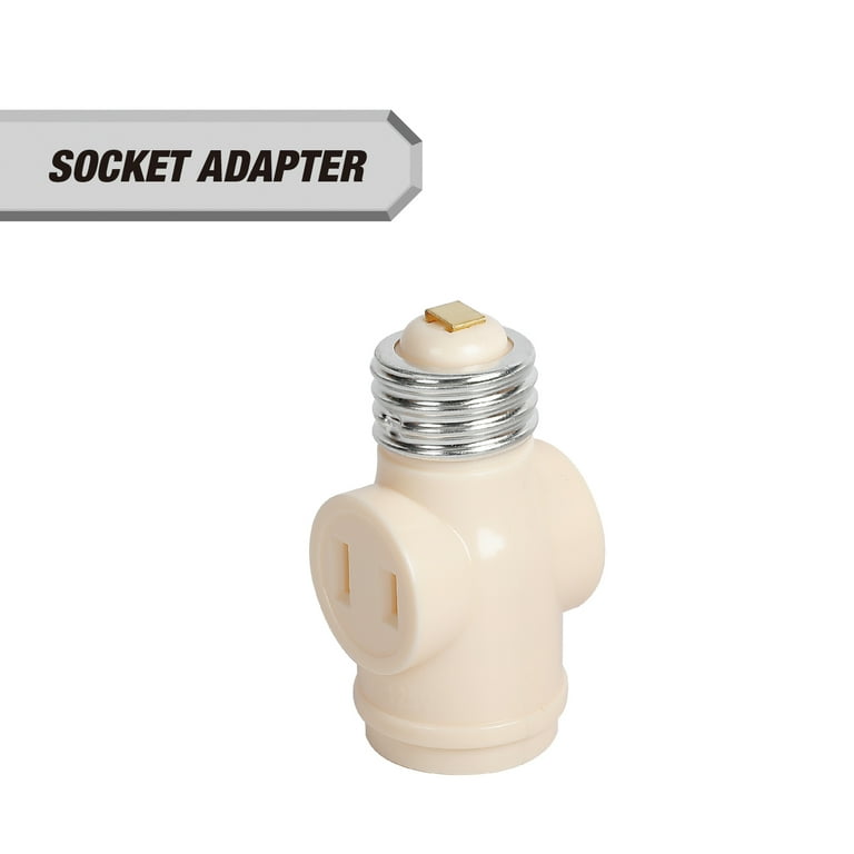 Screw Base Light Bulb Socket To 2-Prong Polarized Plug Outlet Adapter – Black, 110V