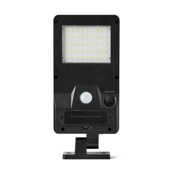 Hyper Tough Solar Motion Street/Area Light, Dusk to Dawn Wall Mount, 120° degree, 800 Lumens, Black