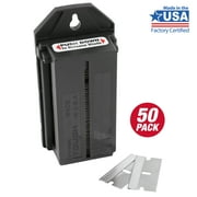 Hyper Tough Steel Single Edge Razor Blades with Dispenser, 50 Pack Scraper Blade Pack
