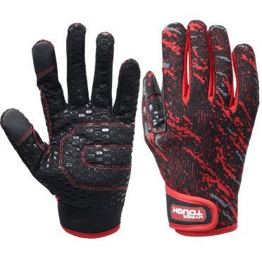 Hyper Tough Stretch Knit Work Glove with Non Slip Silicone Prints, Black Color, Men's Large