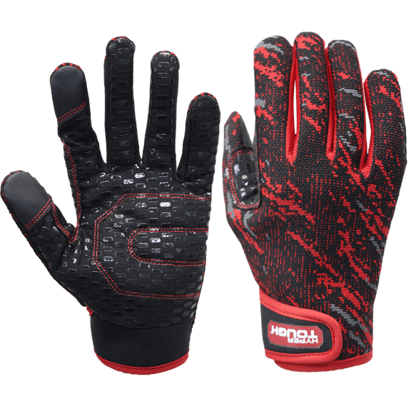 Hyper Tough Stretch Knit Work Glove with Non Slip Silicone Prints, Black Color, Men's Medium