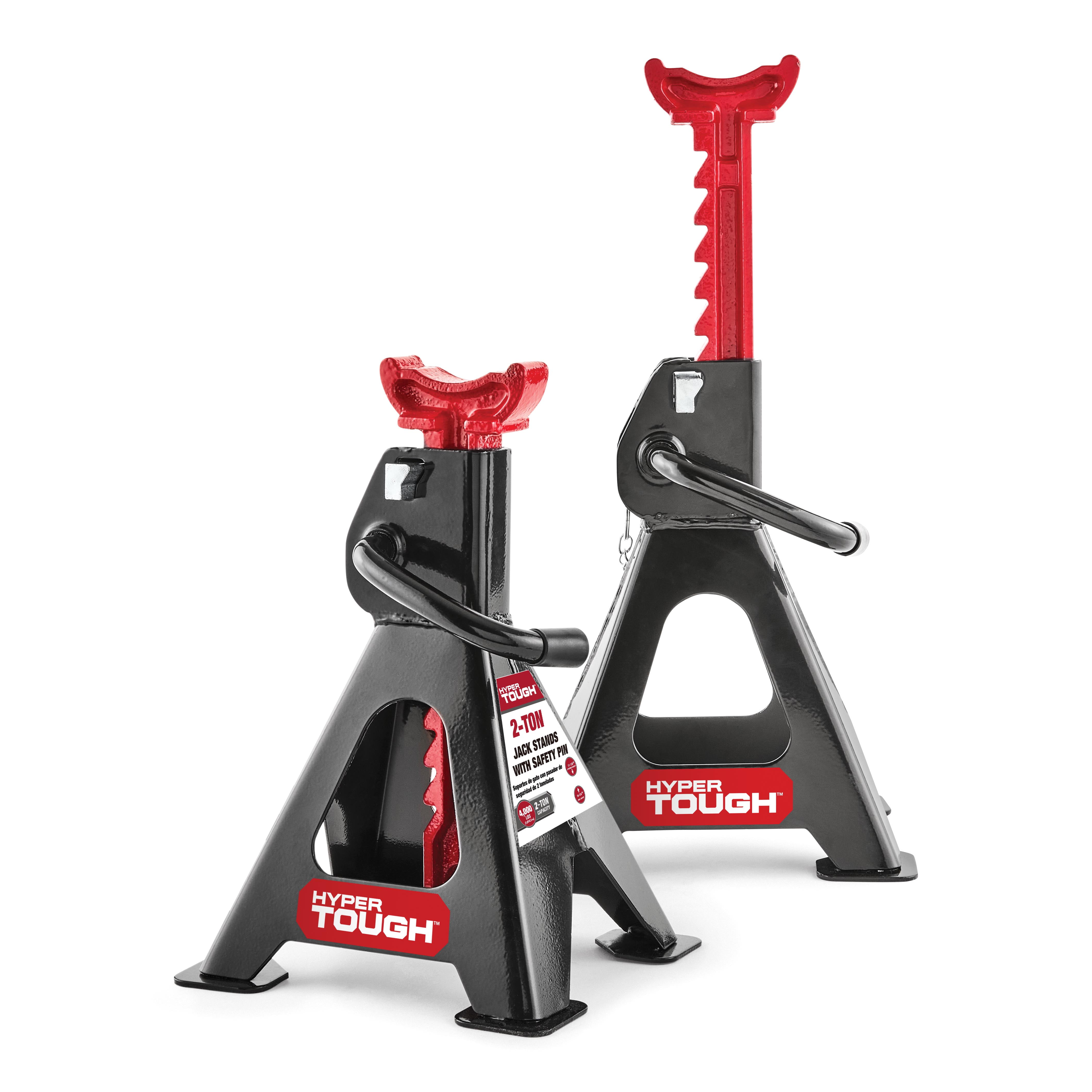 Torin Big Red AT42002R 2-Ton (4,000 Lb) Steel Jack Stands - Pair, Red, 10.8" To 16.6" Height