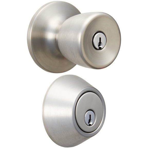 Hyper Tough Tulip Keyed Entry Doorknob and Deadbolt Combo, Stainless Steel