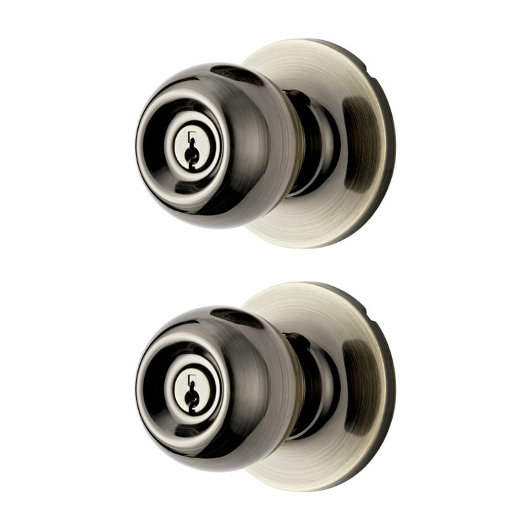 H☆K Hyper Tough Two Keyed Entry Ball Locking Doorknobs Antique
