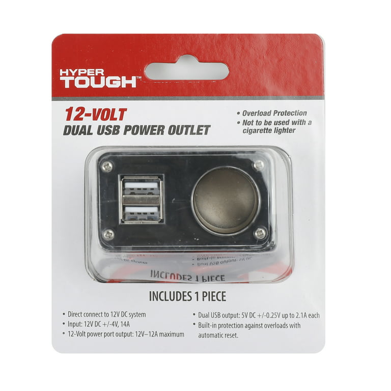 Hyper Tough Two-Way 12-Volt Dual USB Power Outlet, Black 
