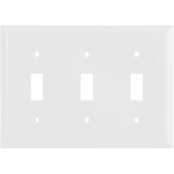 Hyper Tough Unbreakable Triple Toggle Wallplate, Nylon, White, 0A, 52715