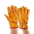 thumbnail interactive-video image 1 of Hyper Tough Water Resistant Men's Cowhide Leather Work Gloves, Brown, Size Large, 1 of 6