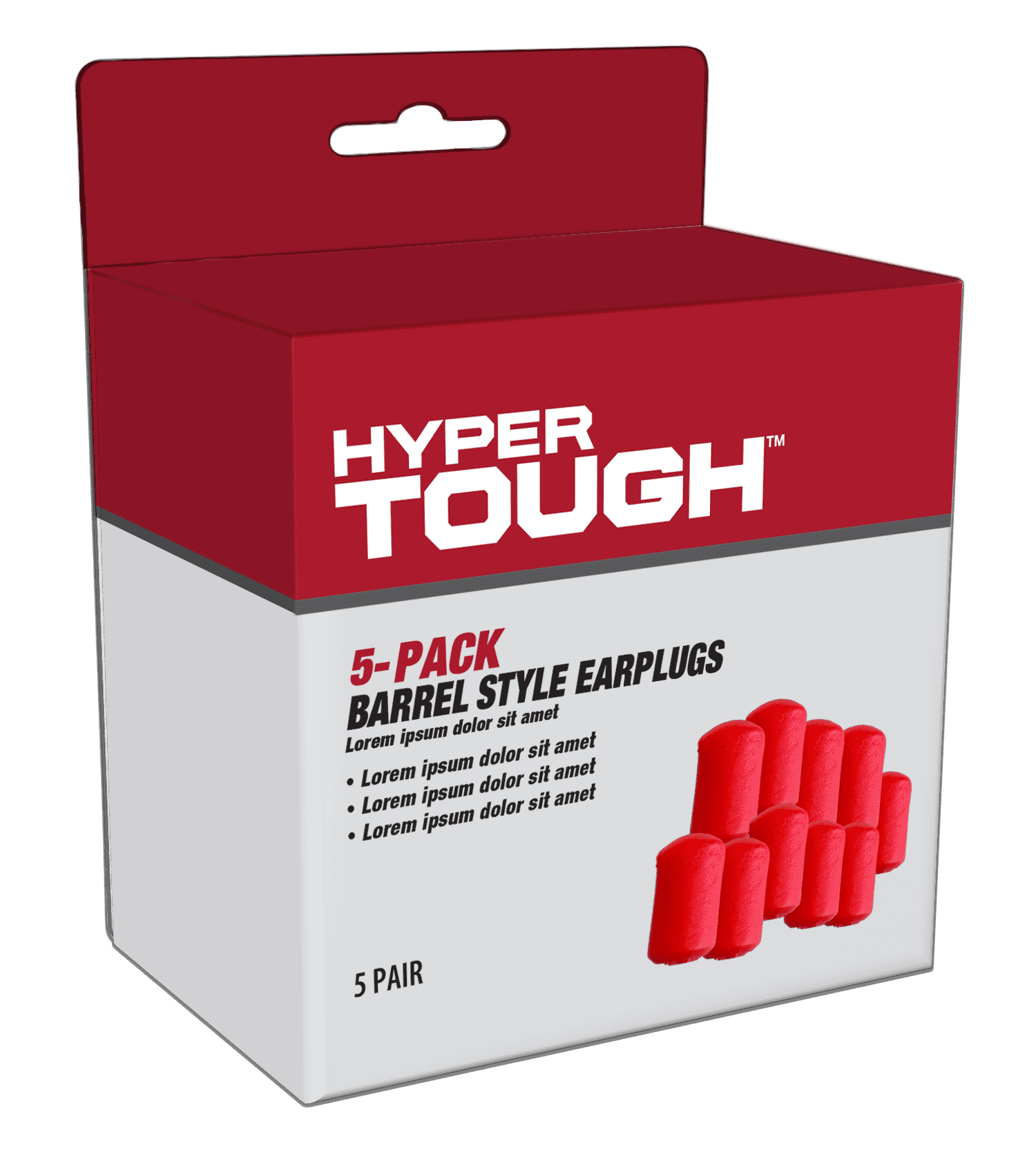 Hyper Tough barrel shaped earplugs 5pk single use