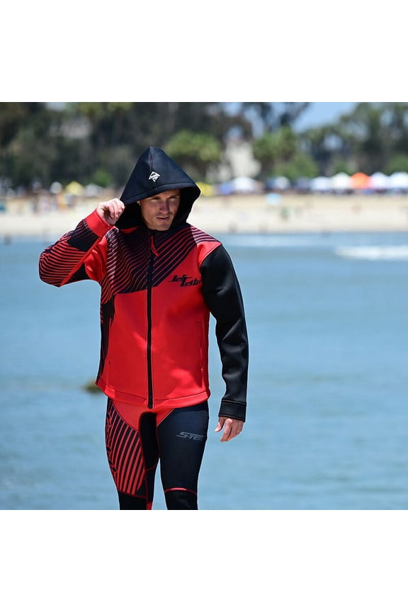 Hyper Tour Coat Red | Oversized Neoprene Jacket | PWC Jet Ski Gear (Large)