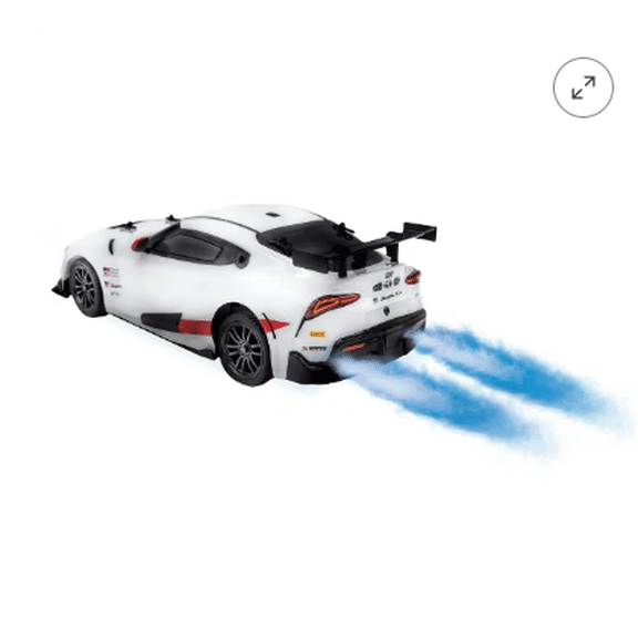 Toyota Supra 1:16 Scale RC Car with Full LED Lights, Vapor Exhaust, Lithium Battery, USB Charger