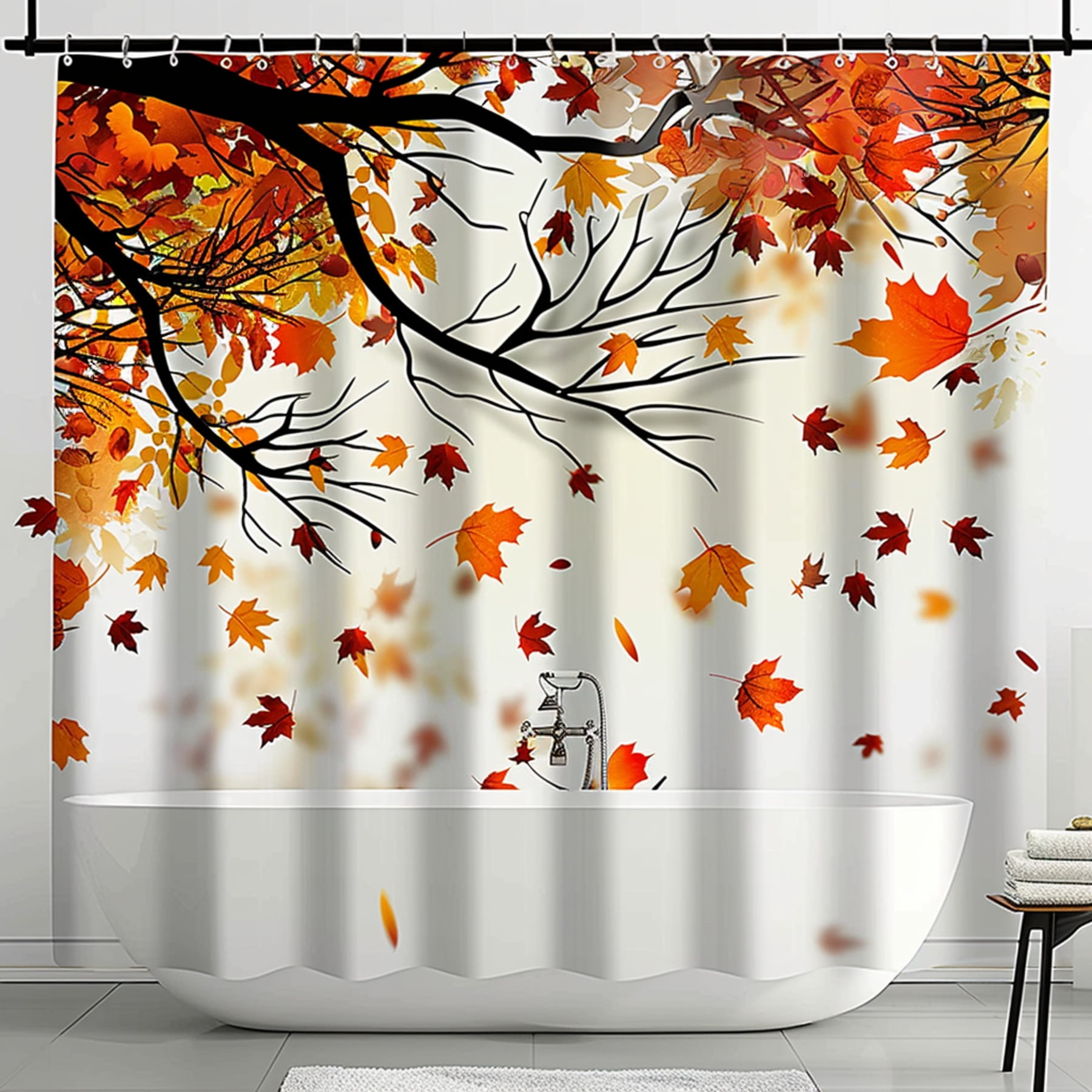 Hyper realistic autumn leaves shower curtain brings the beauty of fall