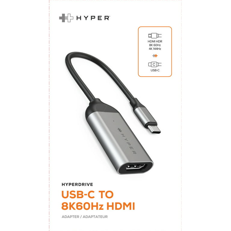 svejsning medier trimme HyperDrive USB-C to 8K 60Hz / 4K 144Hz HDMI Adapter - Walmart.com