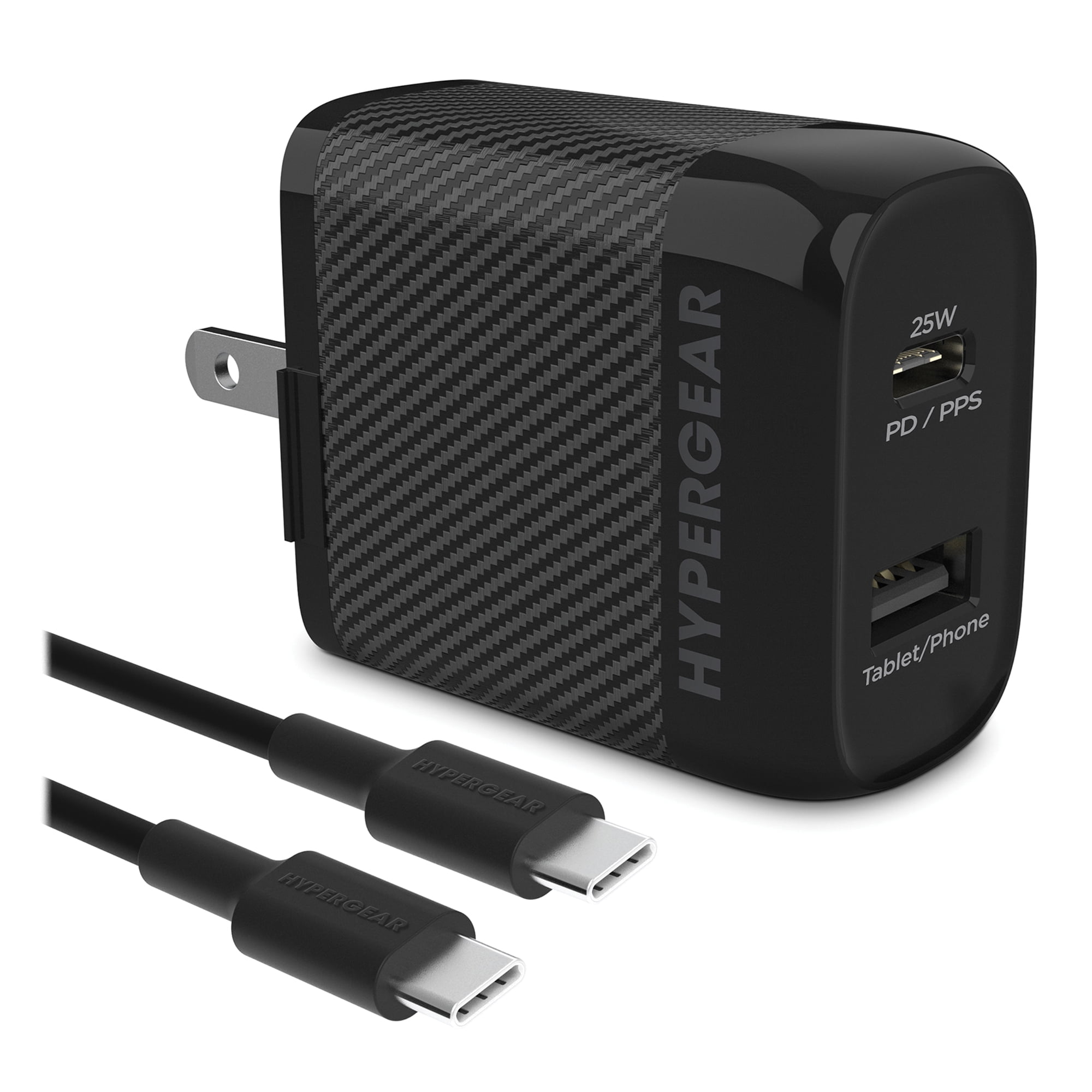HyperGear SpeedBoost 25-Watt PD Dual-Output USB-C Wall Charger Kit