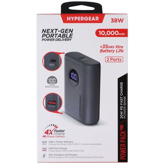 HyperGear 10000mAh 20WPD W/Digital Power Bank Grey